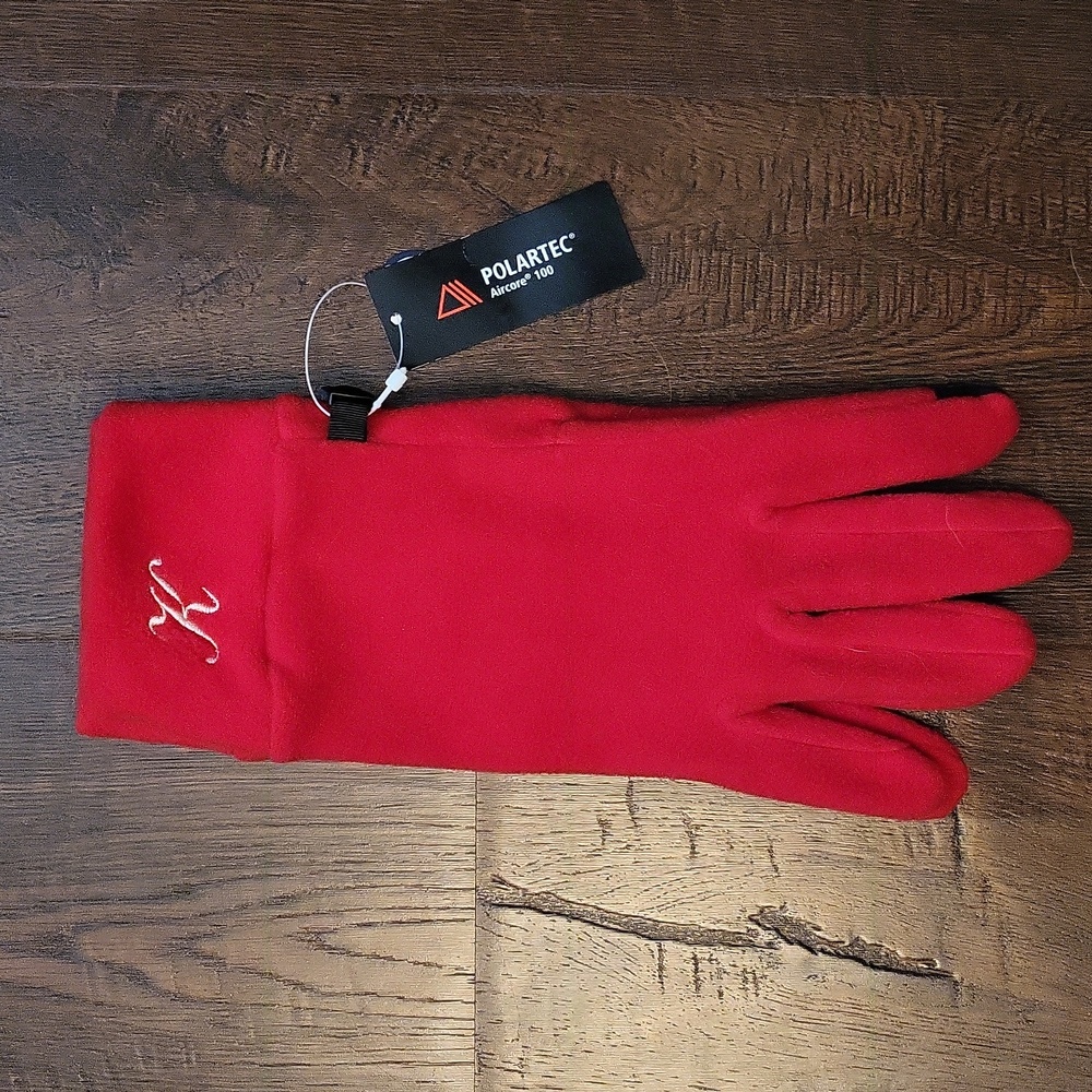 NWT Lands End EZ Touch Polartec Monogrammed Gloves Initial K